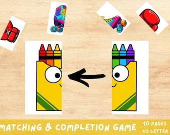 Juego de emparejar y completar imprimible: Actividad visual para niños pequeños (Descarga digital)