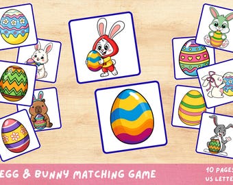 Juego imprimible de emparejar huevos para niños pequeños y preescolares.