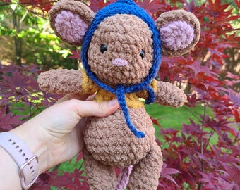 Gus Mouse Crochet Plushie - MADE TO ORDER- Handmade, gift, custom order, nursery, Cinderella, fantasy