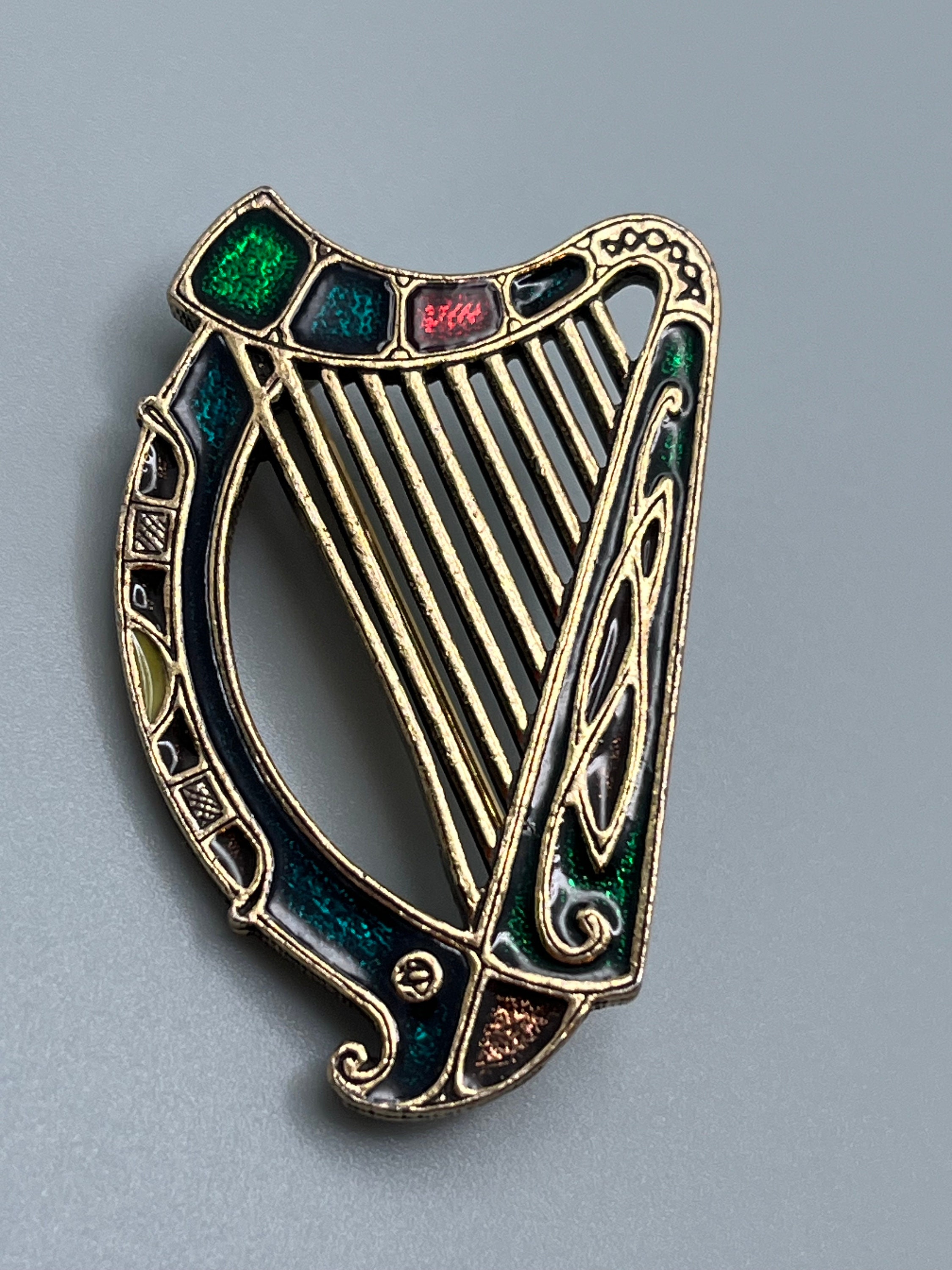 CELTIC HARP Pin Brooch Signed Sol D'or Miracle ART Beautiful Gift