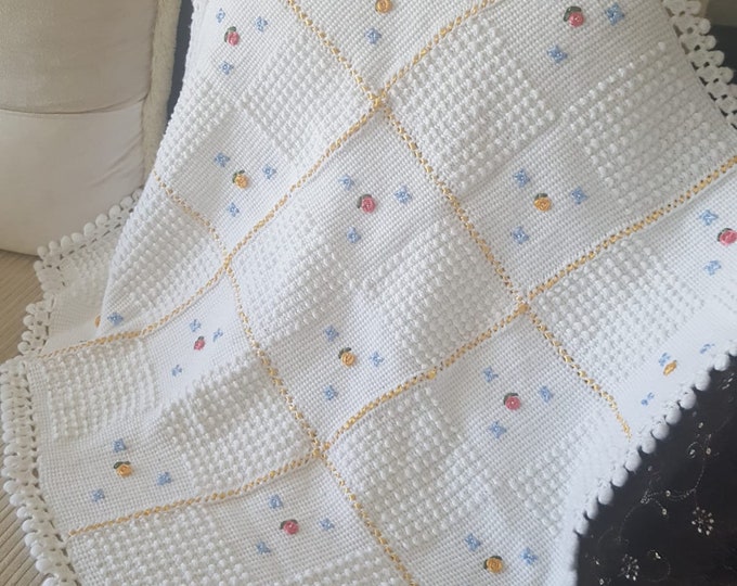 Baby Gift Baby Shower  Baby Blanket Hand Knitted Soft Baby Blanket Baby Boy Blanket Baby Girl Blanket