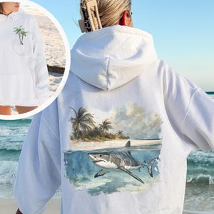 Vintage Great White Shark Hoodie, Unisex Nineties Retro Shark Sweatshirt, Marine Wildlife Women Men Sweater Shark Lover Gift Deep Sea Hoodie