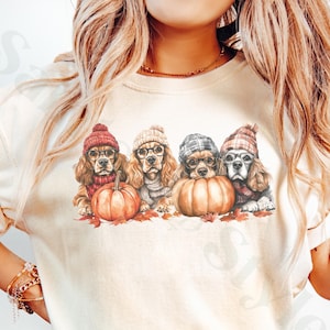 Cocker Spaniel Fall T-shirt, Spaniel Mom Dad Tee, English Cocker Spaniel Gift, Holiday Pet Parent Thanksgiving Dog Shirts, Spaniel Dog Lover