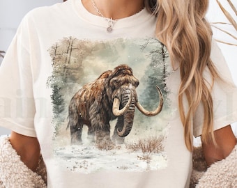 Vintage Woolly Mammoth Shirt, Unisex Nineties Vintage Mammoth Crewneck T-shirt Paleontology Women Men Archeologist Gift Fossil Lover Gift