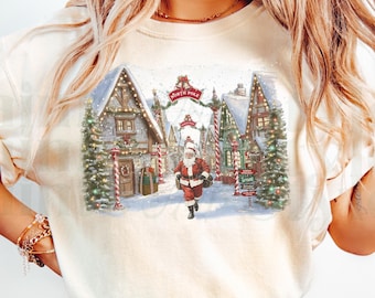 Comfort Colors® Vintage Santa Crewneck T-Shirt, Unisex Nineties Retro Santa Claus Tee, Christmas Women Top Holiday Xmas North Pole Love Gift