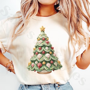 Comfort Colors® Vintage Ceramic Christmas Tree T-Shirt, Unisex Nineties Christmas Shirt, Ceramics Pottery Party Tee, Gift For Nostalgic Xmas
