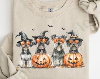Schnauzer Halloween Sweatshirt, Mini Schnauzer Mom Dad Sweater, Miniature Schnauzer Gifts Holiday Pet Parent Gifts Halloween Dog Sweatshirt