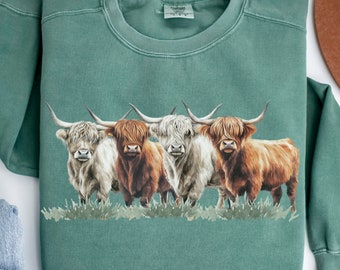 Highland Cow Sweatshirt, Funny Cow Shirt, Highlander Cow Shirt, Highland Cow Gifts, Scottish Cow Sweater, Vintage Cow Shirt, Western Farm