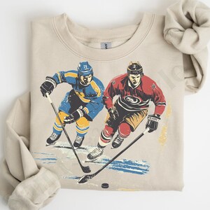 Vintage Hockey Sweatshirt, 90s Retro Hockey Crewneck Sweater, Unisex Hockey Shirts, Hockey Dad Gifts, Hockey Lover Shirts, Hockey Apparel image 1