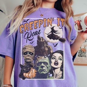 Comfort Colors© Horror Movie Shirt, Funny Graphic Monster Shirt Retro Halloween Monster Sweatshirt Halloween Horror Shirt Gothic Witch Shirt