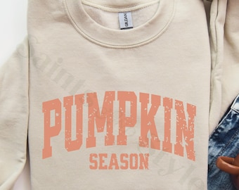 Vintage Pumpkin Season Crewneck Sweatshirt, Fall Pumpkin Crewneck, Pumpkin Coffee Lover Gift Autumn Pumpkin Patch Shirt Vintage Fall Sweater