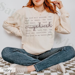 Comfort Colors® Yahweh Long Sleeve Shirt, Christian Crewneck, Religious Faith Gifts, Unisex Shirts For Church, Gifts For Jesus Believer image 2