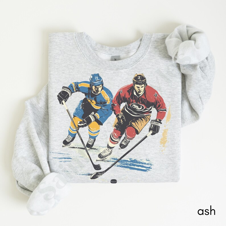 Vintage Hockey Sweatshirt, 90s Retro Hockey Crewneck Sweater, Unisex Hockey Shirts, Hockey Dad Gifts, Hockey Lover Shirts, Hockey Apparel image 2