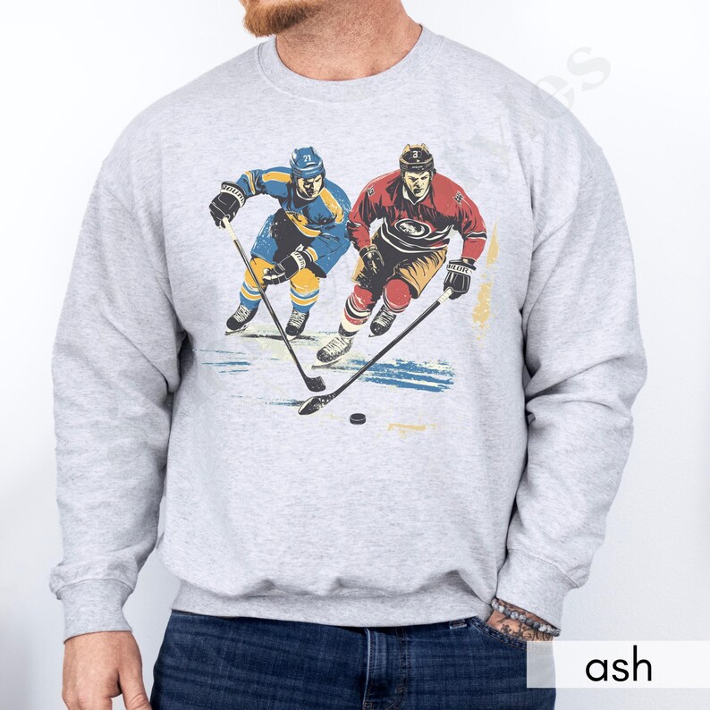 Vintage Hockey Sweatshirt, 90s Retro Hockey Crewneck Sweater, Unisex Hockey Shirts, Hockey Dad Gifts, Hockey Lover Shirts, Hockey Apparel image 4