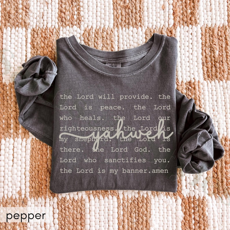 Comfort Colors® Yahweh Long Sleeve Shirt, Christian Crewneck, Religious Faith Gifts, Unisex Shirts For Church, Gifts For Jesus Believer image 4