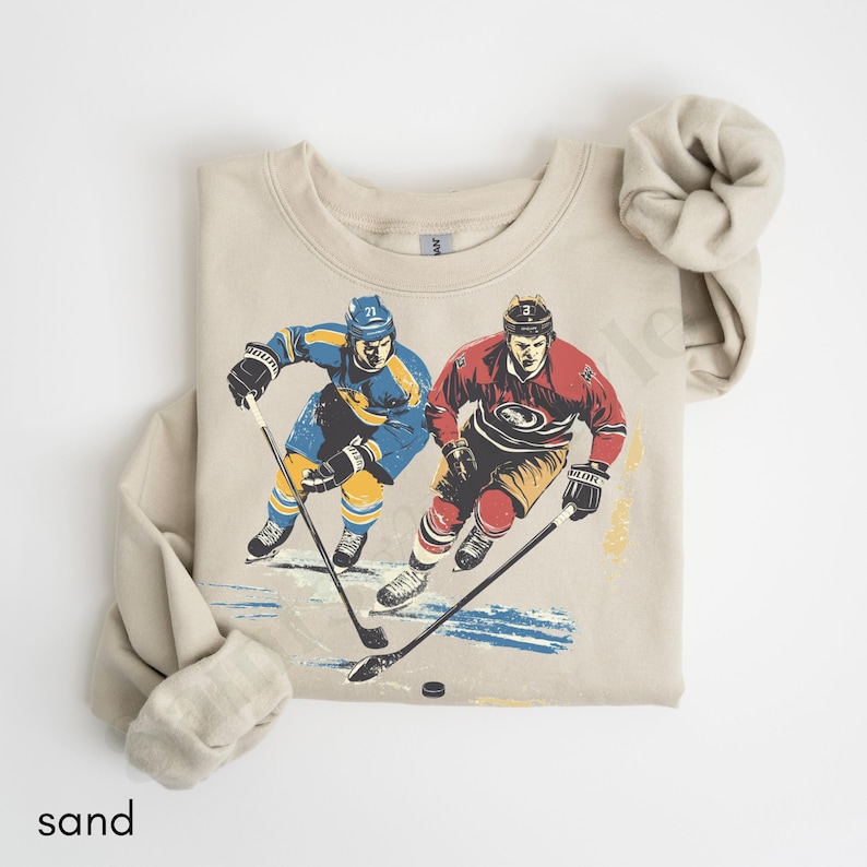 Vintage Hockey Sweatshirt, 90s Retro Hockey Crewneck Sweater, Unisex Hockey Shirts, Hockey Dad Gifts, Hockey Lover Shirts, Hockey Apparel image 1