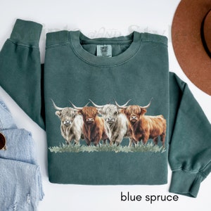Vintage Highland Cow Art Print Casual Cotton Sweatshirt main image 1