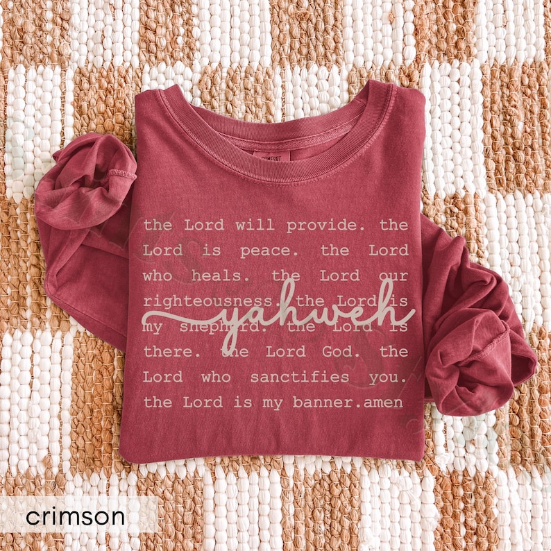 Comfort Colors® Yahweh Long Sleeve Shirt, Christian Crewneck, Religious Faith Gifts, Unisex Shirts For Church, Gifts For Jesus Believer image 6