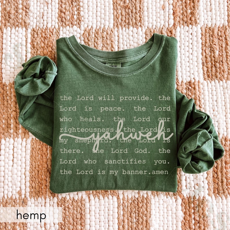 Comfort Colors® Yahweh Long Sleeve Shirt, Christian Crewneck, Religious Faith Gifts, Unisex Shirts For Church, Gifts For Jesus Believer image 7