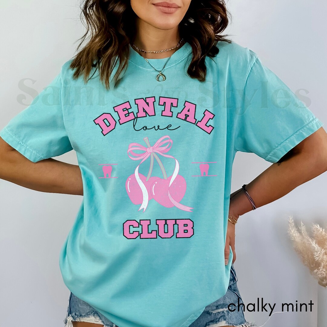 Dental Love Club Tshirt, Pink Bows Dental Shirt, Girly Dental Hygiene