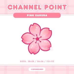 Pink Sakura Channel Points for Twitch / Emotes Badges / Kawaii Cherry Blossom Flower / Premade Streaming Assets / Pastel Streamer Graphics