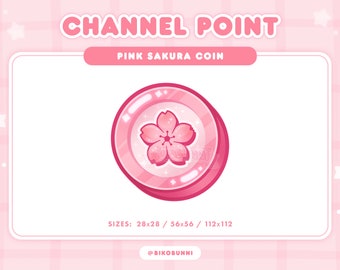 Puntos de canal Pink Sakura Coin para Twitch / Kawaii Emotes / Cherry Blossom Flower / Premade Streaming Assets / Pastel Streamer Graphics
