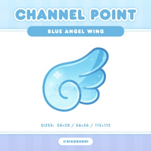 Blue Angel Wing Channel Points for Twitch / Discord Emotes / Anime Graphic PNG / Kawaii Pastel / Cute Chibi Wings / Channel Point