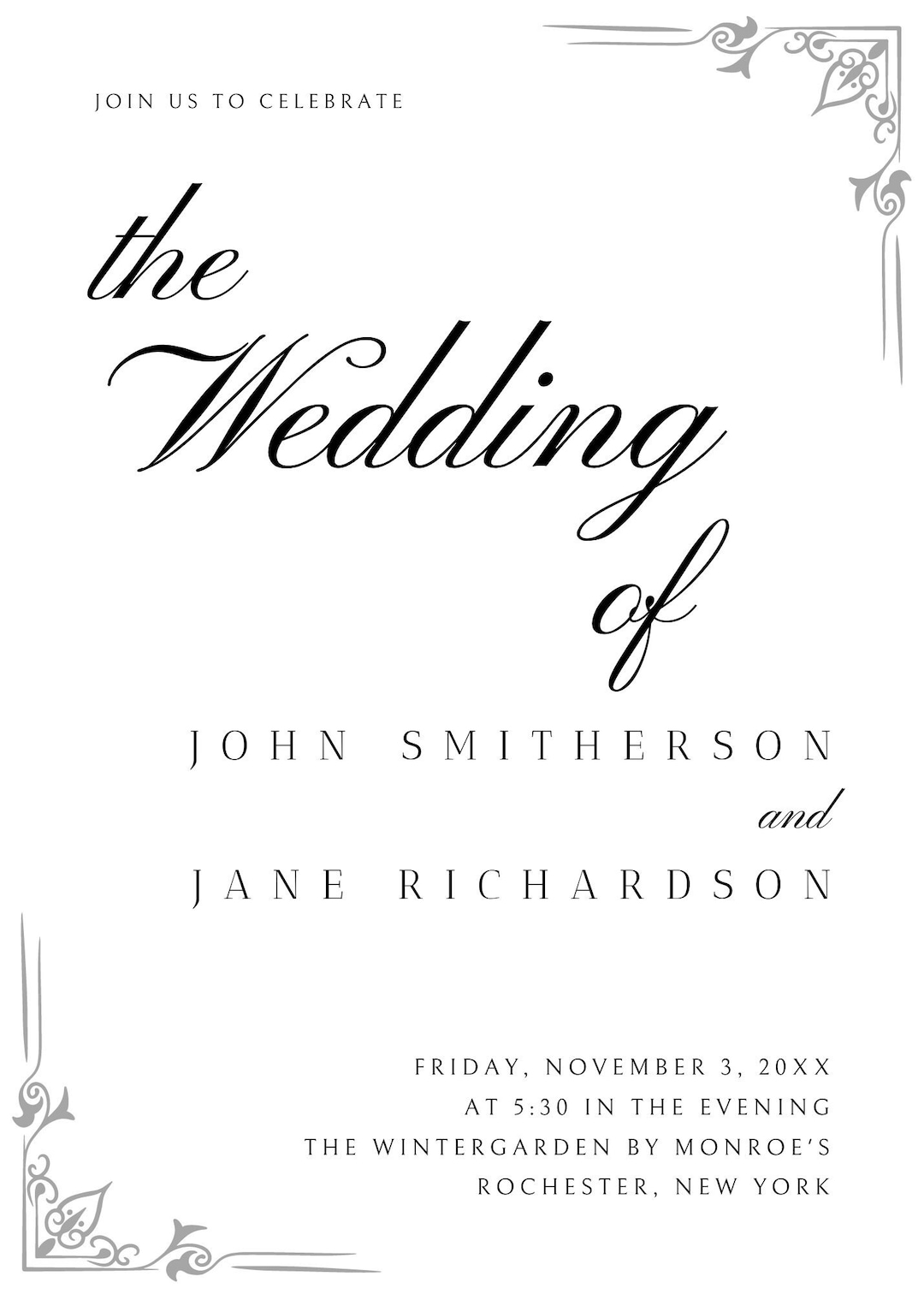 Wedding Invitation, Canva Template, Elegant, Classic, Modern, Timeless