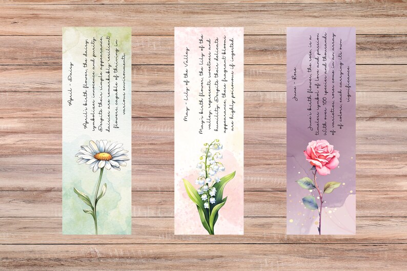 Birth Flower Bookmarks Bundle,printable Bookmarks,digital Bookmarks ...