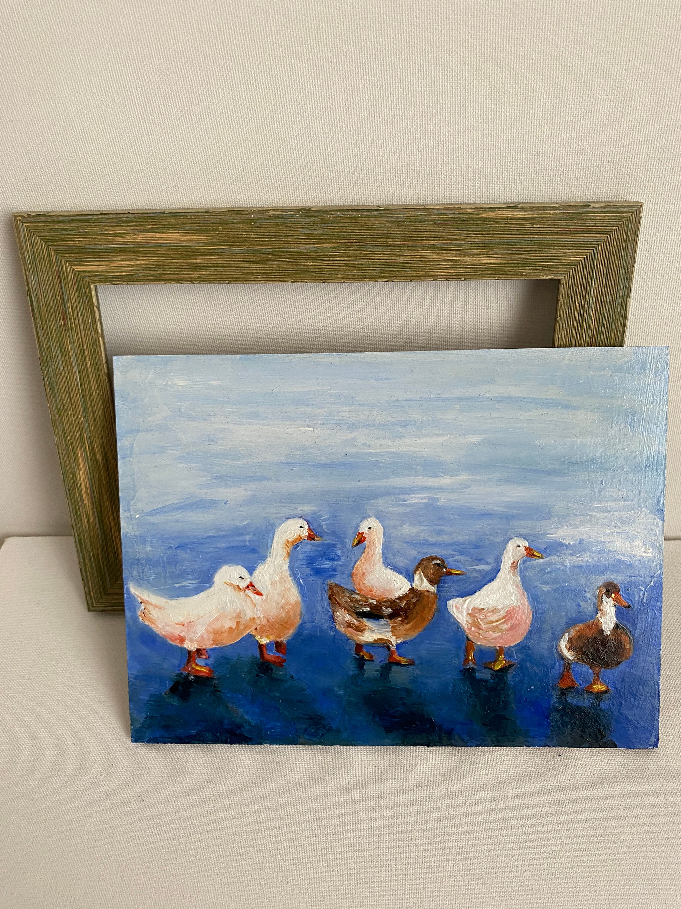 Oil Painting Duck Painted Wall Art Hand Painted Animal Wall Art on ...