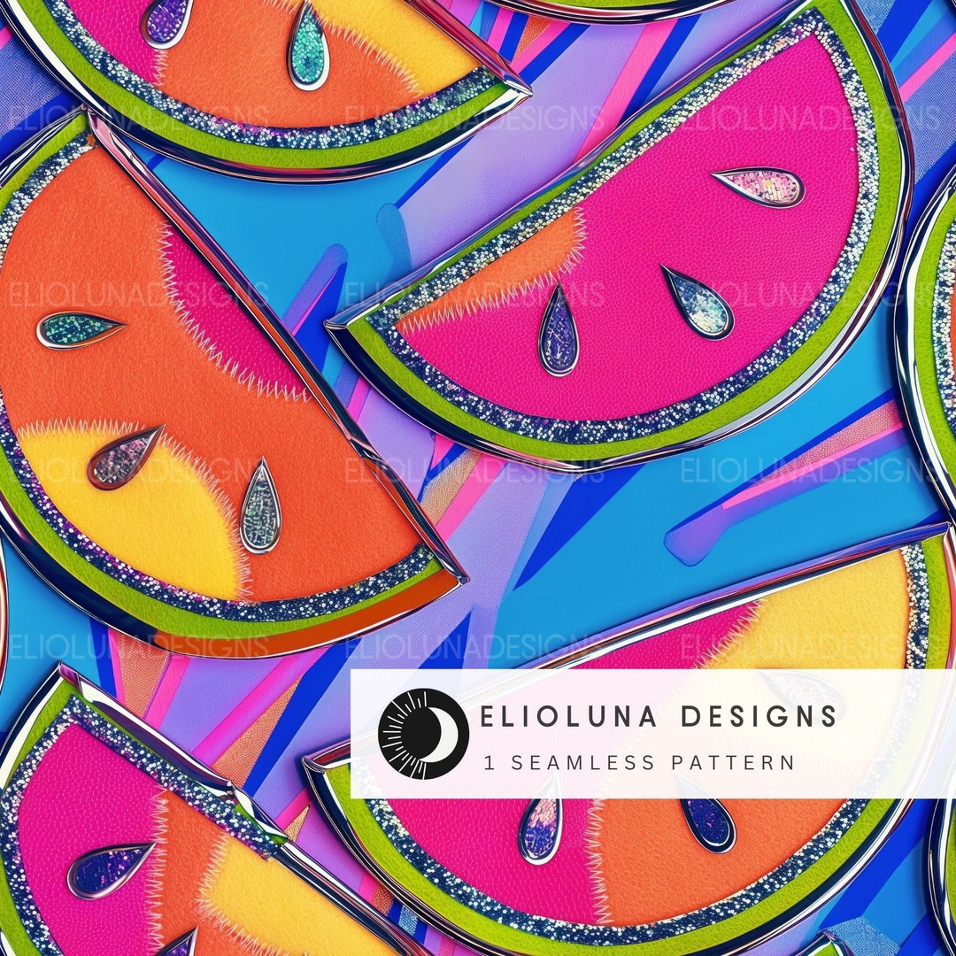 Retro Watermelon Seamless Pattern 3D Watermelon Digital Paper File ...