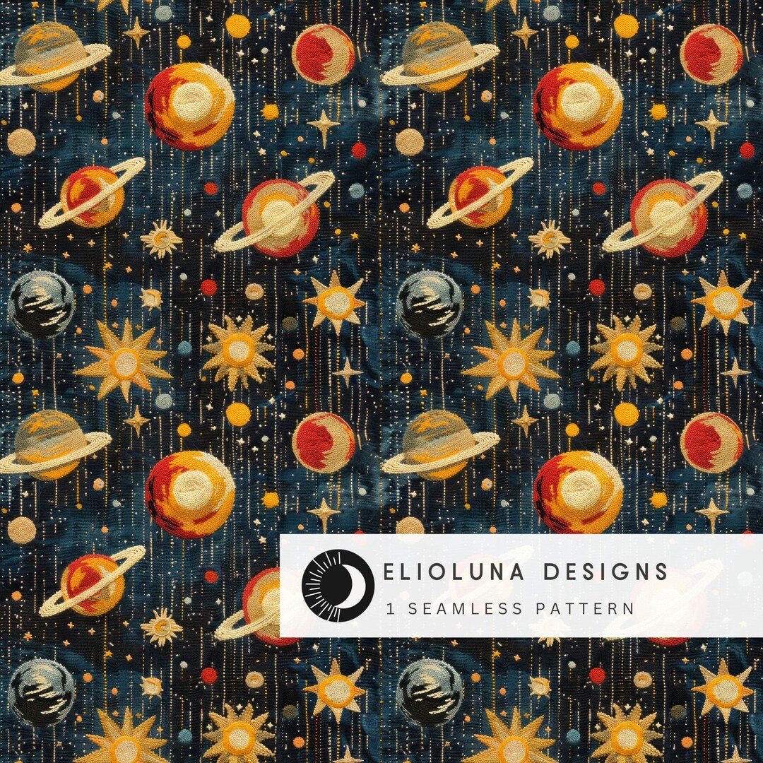 Celestial Space Pattern Digital Paper Planet Galaxy Pattern Seamless ...