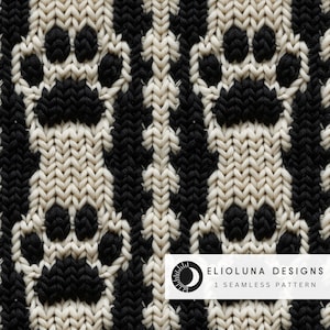 Paw Print Faux Knitted Pattern Digital Paper Animal Paw Seamless Pattern Digital Download Printable Art Seamless Animal Fabric Print