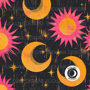 Solar Eclipse Pattern Moon Seamless Celestial Digital Paper Sun and ...