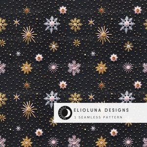 Christmas Snowflakes Seamless Pattern Faux Embroidery Digital Seamless Paper Christmas Digital File Fabric Sublimation Digital Seamless File
