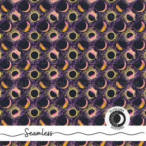 Solar Eclipse Pattern Moon Seamless Celestial Digital Paper Solar ...