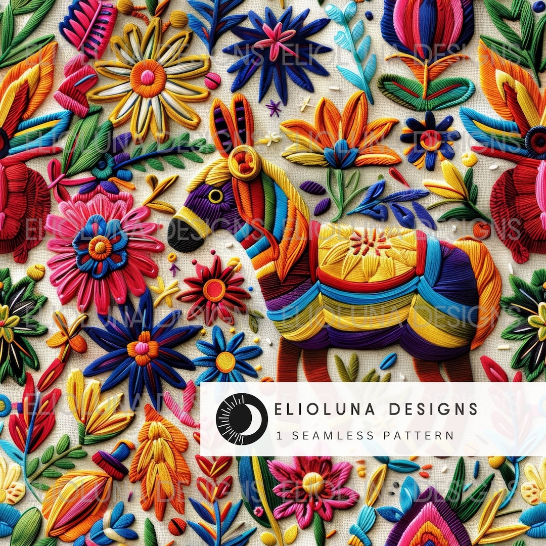 Donkey Mexican Faux Embroidery Pattern Mexican