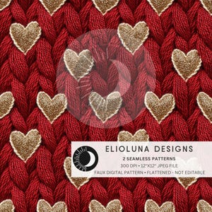 Gold Knitted Hearts Seamless Valentine Pattern Heart Digital Paper Pink Heart Pattern Fabric Sublimation Valentine Print File Vday Pattern