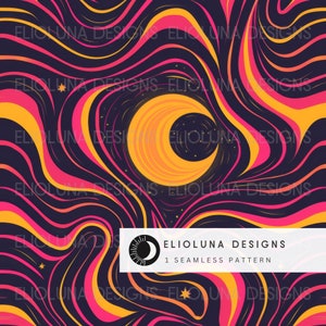 Groovy Moon Pattern Celestial Seamless Moon Digital Paper Sun and Moon Sublimation Celestial Pattern  Galaxy Digital Paper Space Art Moon