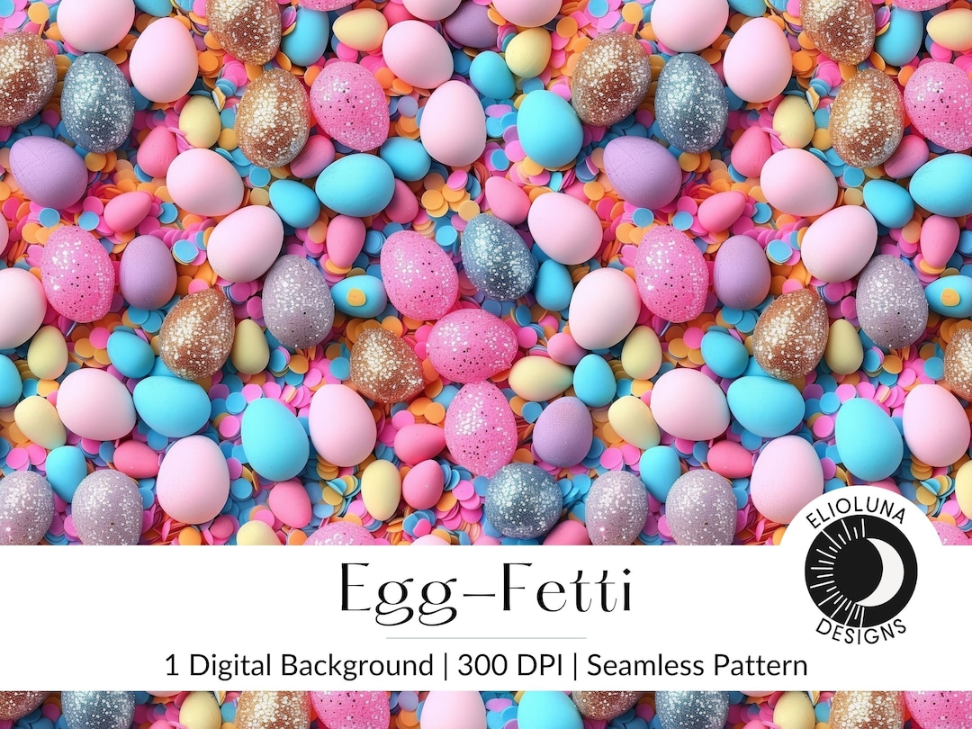 Easter Confetti 3D Pattern Digital Paper Easter Egg Seamless Pattern ...