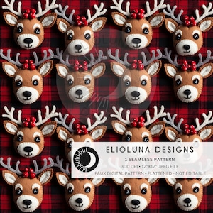 Christmas Reindeer Seamless Pattern 3D Repeat File for Fabric Sublimation Reindeer Digital Paper Craft Christmas Tumbler Design Wallpaper