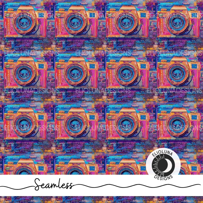 Retro Sequin Camera Seamless Pattern Retro Camera Digital Paper File ...