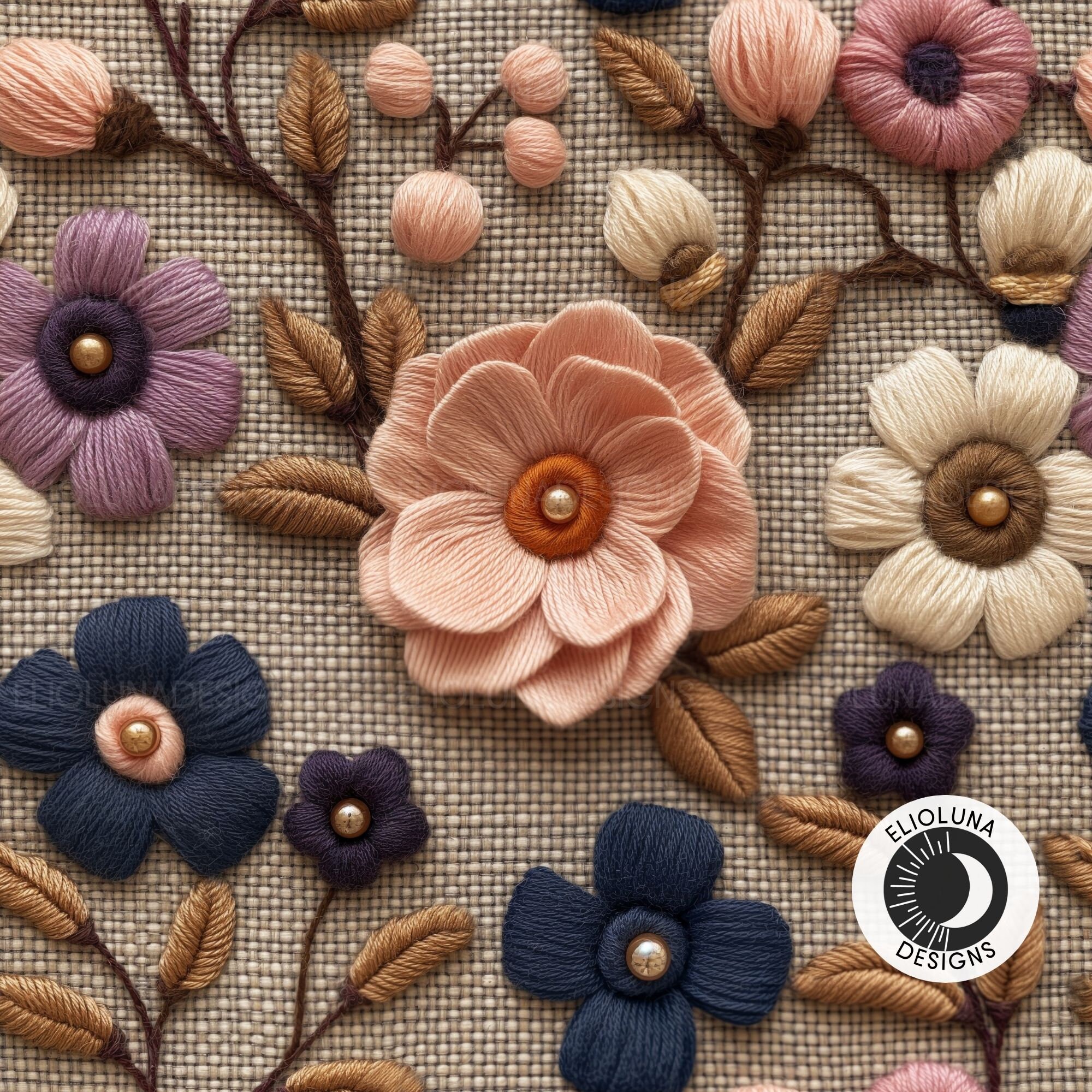 Boho Fall Florals Pattern Digital Paper 3D Fall Floral Pattern Seamless ...