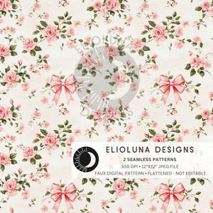Pink Coquette Bows Seamless Pattern Watercolor Bow Pattern Coquette Rose Sublimation Printable Seamless Digital Fabric Print File Wallpaper