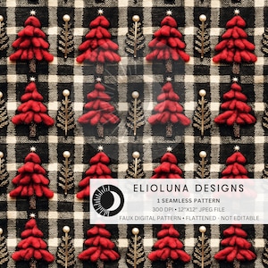 Christmas Trees Seamless Pattern 3D Fabric Sublimation Christmas Digital Seamless Paper Christmas Tree Digital File Checkered Seamless File