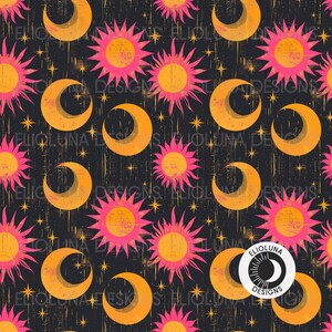 Solar Eclipse Pattern Moon Seamless Celestial Digital Paper Sun and ...