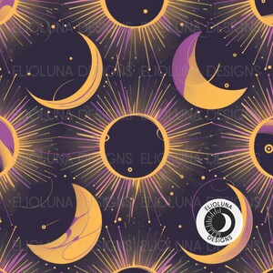 Solar Eclipse Pattern Moon Seamless Celestial Digital Paper Solar ...
