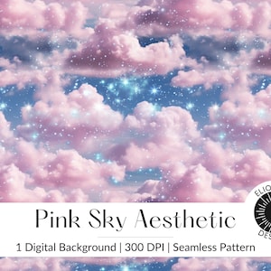 Sky Digital Paper Clouds Digital Paper Cloudy Sky Digital Paper Sky Seamless Pattern Clouds Seamless Pattern Pink Sky Aesthetic Clouds PNG