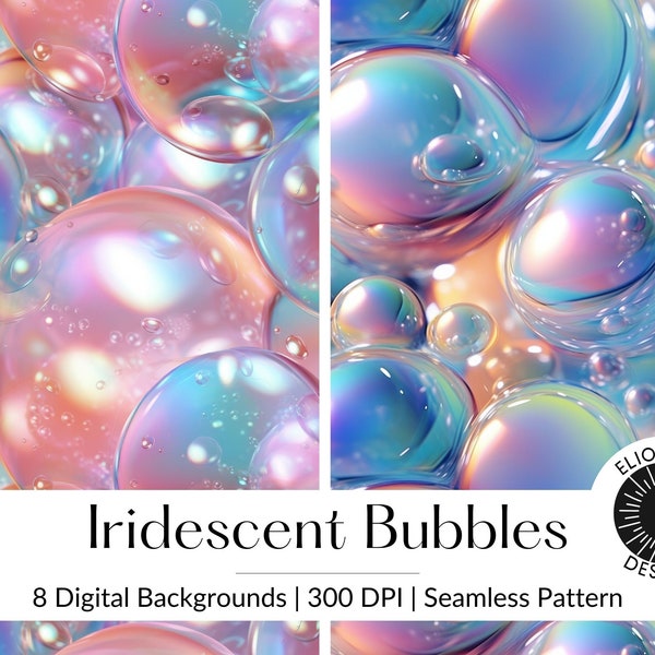 Bubble Digital Paper Bubbles Digital Background Bubbles Seamless Pattern Holographic Digital Background Iridescent Digital Paper Rainbow