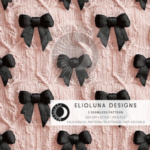 Black Coquette Bows Seamless Pattern Black Bow Pattern 3D Faux Pattern  Sublimation Printable Seamless Digital Fabric Print File Wallpaper